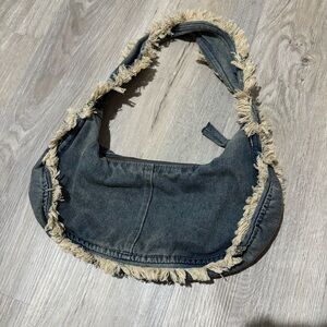 Fringed Denim Shoulder Bag